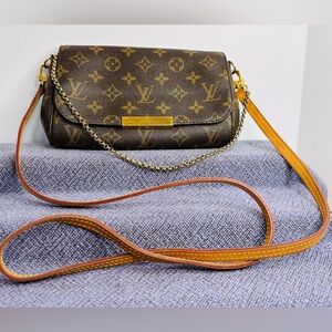 Louis Vuitton Monogram Brown Crossbody Bag with Gold Chain